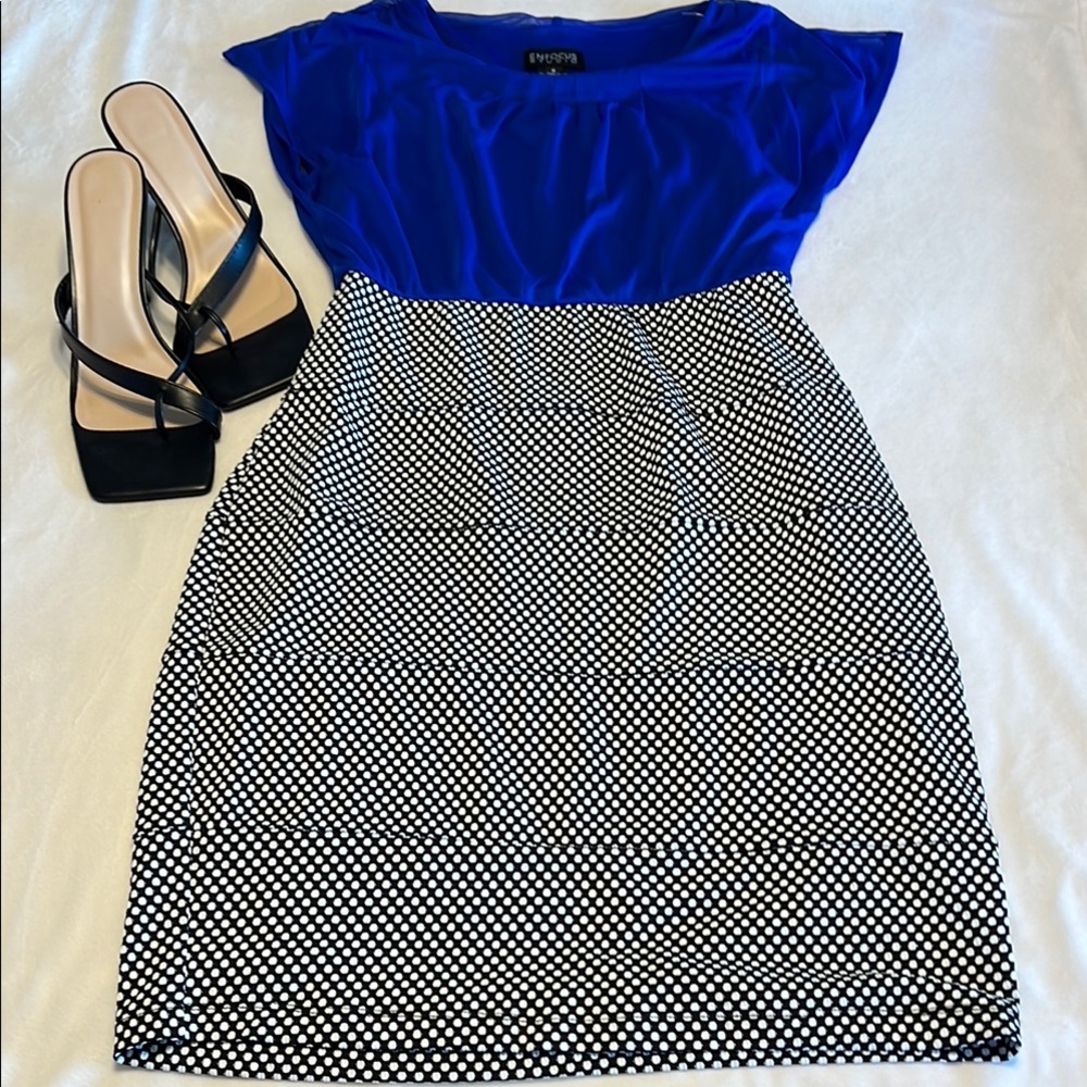Cobalt Blue, Black and White Dress